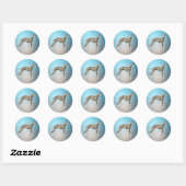 Grijze Windhond Gestreepte Ronde Sticker (Vel)