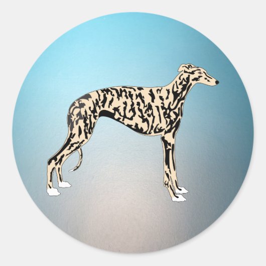 Grijze Windhond Gestreepte Ronde Sticker (Voorkant)