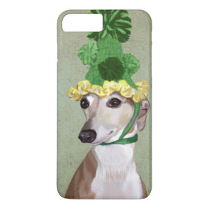 Grijze windhond in groene gebreide hoed Case-Mate iPhone case