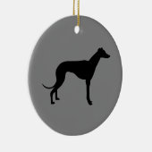 Grijze windhond op grijs keramisch ornament (Rechts)