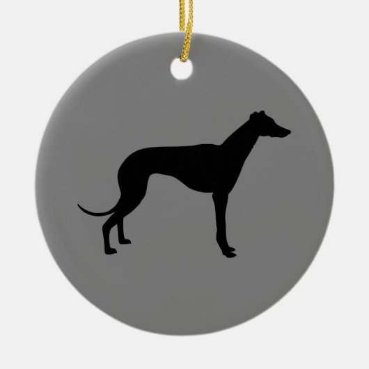 Grijze windhond op grijs keramisch ornament (Voorkant)