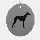 Grijze windhond op grijs keramisch ornament (Links)
