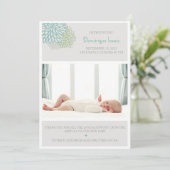 Grijze Winter Bloemen Foto Geboorteaankondiging Aankondiging (Staand voorkant)