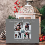 Grijze Winter Forest Floral Fotocollage Feestdagenkaart<br><div class="desc">Deel de magie van het seizoen met deze Grey Winter Forest Floral Photo Collage Holiday Kaart, gemaakt om je feestgeest te laten zien. Deze vakantiefoto-begroeting heeft een eenvoudige lay-out met een serene waterverf bosscène en delicate winterbosbloemaccenten, die prachtig een collage van vier foto's van uw familiefoto's markeren. Moderne typografie biedt...</div>