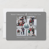 Grijze Winter Forest Floral Fotocollage Feestdagenkaart (Voorkant)