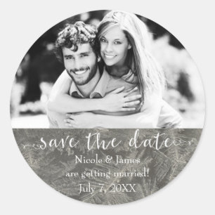 Grijze Winter Ijs SAVE THE DATE Aangepaste Foto Ronde Sticker