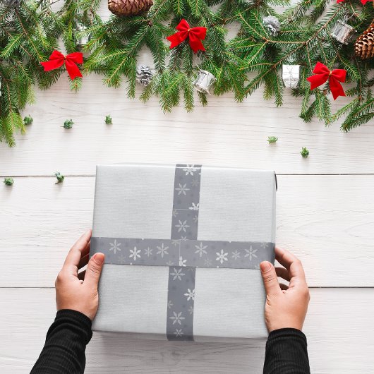  Grijze Winter Kerstmis Sneeuwvlokken Satijnen Lint