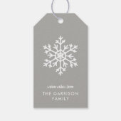 Grijze Winter Snowflake Holiday Cadeaulabel (Voorkant)
