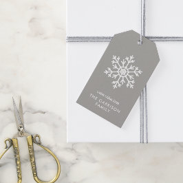 Grijze Winter Snowflake Holiday Cadeaulabel