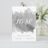 Grijze winterbruiloft RSVP-antwoord van moderne wa RSVP Kaartje (Staand voorkant)