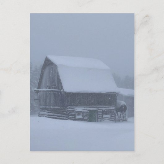 Grijze winterdag Finn Barn Michigan Upper Peninsul Feestdagenkaart (Voorkant)