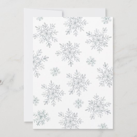 Grijze winterfeestdag in Snowflake Kaart (Achterkant)