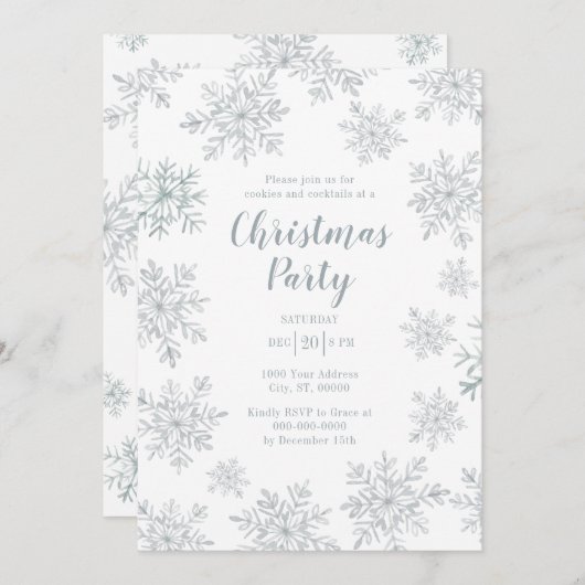 Grijze winterfeestdag in Snowflake Kaart (Voorkant / Achterkant)