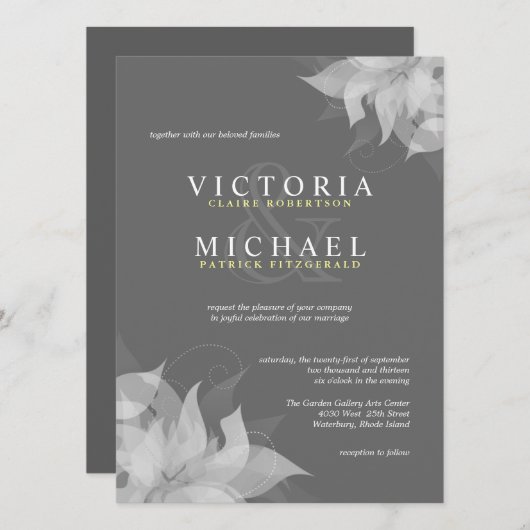 Grijze witgele semiformele weddenschappen kaart (Voorkant / Achterkant)