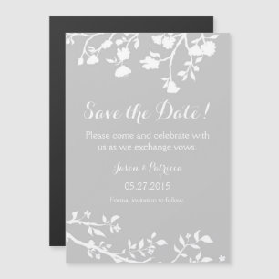 Grijze witte aanjager bespaart de datum magneet magnetische uitnodiging