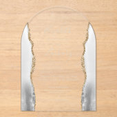 Grijze Witte Agaat Gouden Tekst Boog Huwelijk Acryl Uitnodigingen (Voorkant)