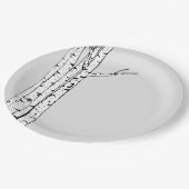 Grijze witte berken papieren bordje (Gekanteld)