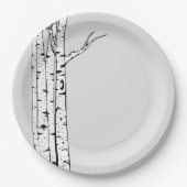 Grijze witte berken papieren bordje (Voorkant)