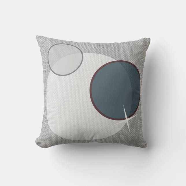 grijze witte blauwe cirkels kussen (Voorkant)