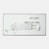 Grijze witte bloemen bureaumat (Keyboard & Muis)