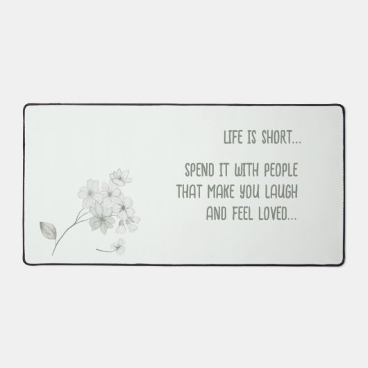 Grijze witte bloemen bureaumat (Voorkant)