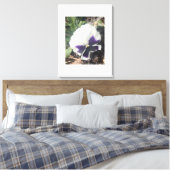 grijze witte bloemenprint canvas afdruk (Insitu (Slaapkamer))