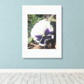grijze witte bloemenprint canvas afdruk (Insitu (Houten vloer))