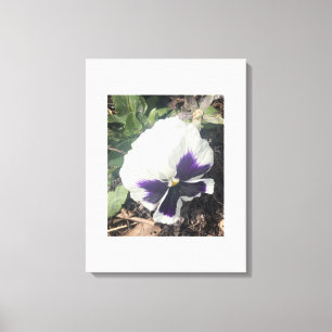 grijze witte bloemenprint canvas afdruk