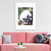 grijze witte bloemenprint canvas afdruk (Insitu (Woonkamer))