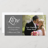 Grijze Witte bruiloft Dank u fotokaart Sjabloon (Voorkant / Achterkant)