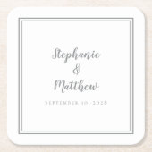 Grijze witte bruiloft Eenvoudige moderne Minimalis Kartonnen Onderzetters (Voorkant)