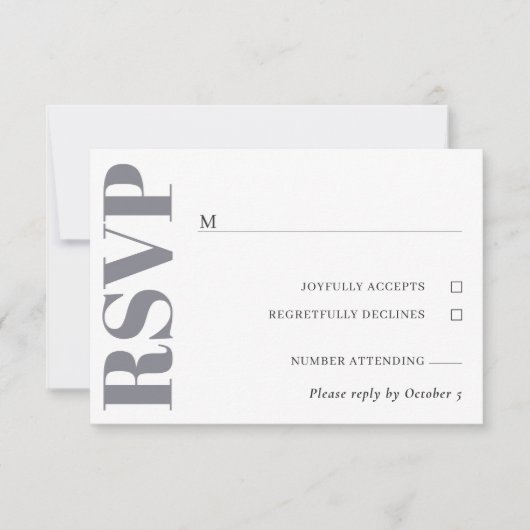 Grijze witte bruiloft RSVP (Voorkant)