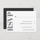 Grijze witte bruiloft RSVP (Voorkant / Achterkant)