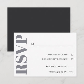 Grijze witte bruiloft RSVP Kaartje