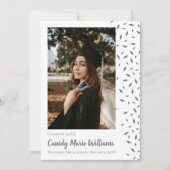 Grijze witte Confetti Afstuderen Kaart (Voorkant)