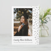 Grijze witte Confetti Afstuderen Kaart (Staand voorkant)