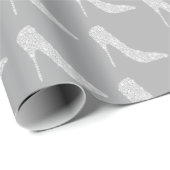 Grijze Witte Diamant Hoge Hakken Schoenen Bruiloft Cadeaupapier (Rol Hoek)