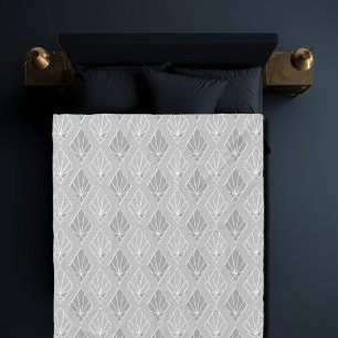 Grijze & Witte Diamanten Art Deco Patroon Fleece Deken
