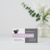Grijze, witte, dikke paarse filmmaker visitekaartje (Staand voorkant)