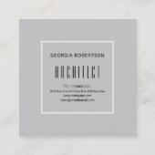Grijze, witte driehoeken en moderne monogram vierkante visitekaartje (Achterkant)