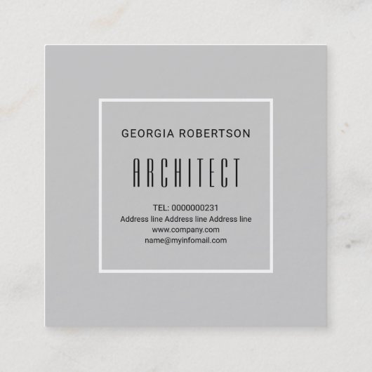 Grijze, witte driehoeken en moderne monogram vierkante visitekaartje (Achterkant)
