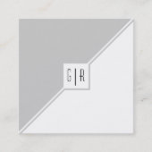 Grijze, witte driehoeken en moderne monogram vierkante visitekaartje (Voorkant)