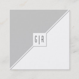 Grijze, witte driehoeken en moderne monogram vierkante visitekaartje