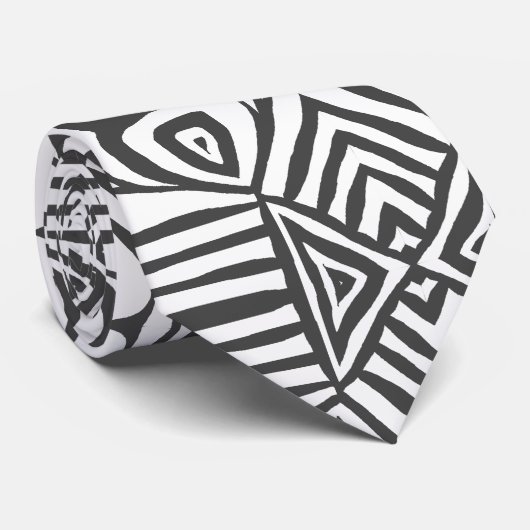 grijze witte driekleppige band Afrikaans patroon Stropdas (Opgerold)