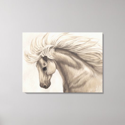 Grijze witte eierpaarden Wilde Mane Canvas Afdruk (Voorkant)