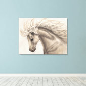Grijze witte eierpaarden Wilde Mane Canvas Afdruk (Insitu (Houten vloer))