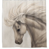 Grijze witte eierpaarden Wilde Mane Douchegordijn (Voorkant)