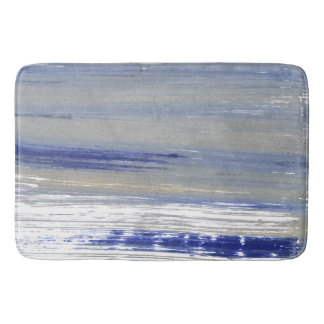 Grijze, witte en blauwe lijnen badmat