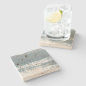 Grijze, witte en blauwe lijnen stenen onderzetter (Zijkant)