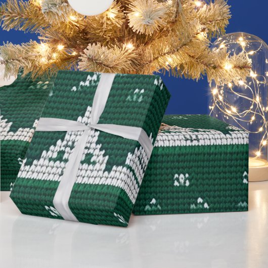 Grijze, witte en rode lelijke kersttrui ontwerp cadeaupapier (Feestdagen)